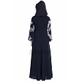 Dress abaya with Floral print- Navy Blue Dress abaya with Floral print- Navy Blue